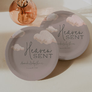 Assiettes En Carton Dreamy Heaven envoyé Sky Theme Beige Baby shower