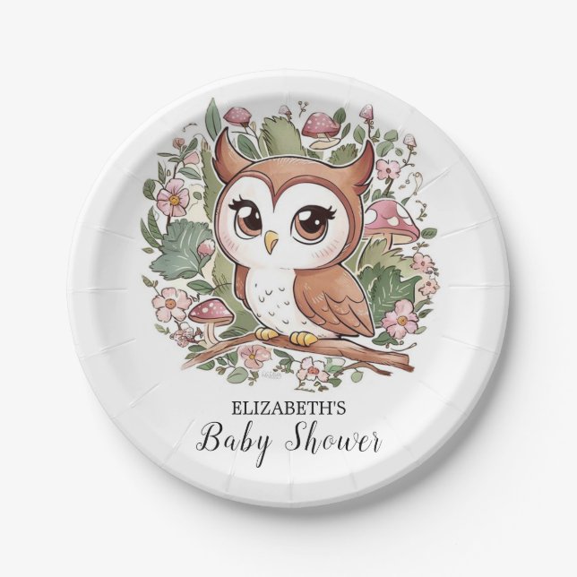 Assiettes En Carton Dreamy Little Owl Baby shower (Devant)