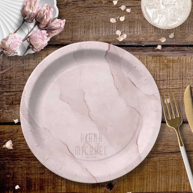 Assiettes En Carton Dreamy Watercolor Abstrait Mariage Blush ID817 (Créateur téléchargé)