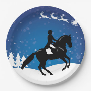 Assiettes En Carton Dressage du Cheval de Noël hiver
