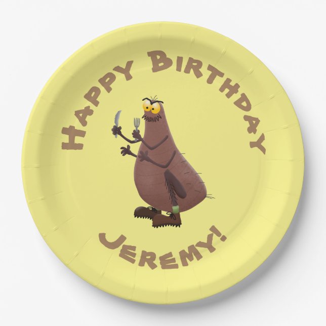 Assiettes En Carton Drôle affamé pulette affamée dessin animé (Devant)