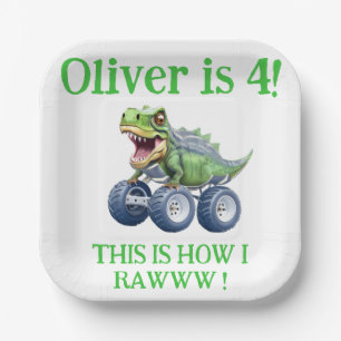 Assiettes En Carton Drôle camion monstre dinosaure