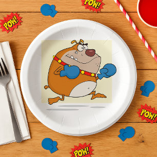 Assiettes En Carton Drôle Cartoon Bulldog Boxer Chien