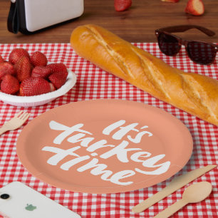 Assiettes En Carton Drôle, c'est l'heure de Turquie Thanksgiving Dîner