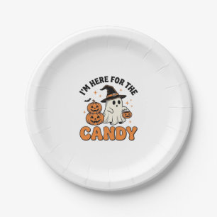 Assiettes En Carton Drôle de bonbon Halloween Fantôme Citrouille Desig