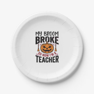 Assiettes En Carton Drôle de professeur d'Halloween Balai Cassa Concep