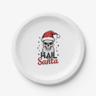 Assiettes En Carton Drôle de Salut Santa Claus Crâne Squelette Antéchr