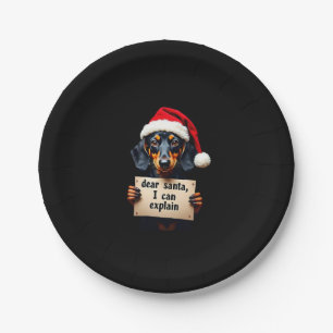 Assiettes En Carton Drôle de T-shirt de Noël de teckel Cher Père Noël 