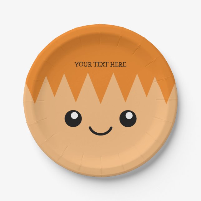 Assiettes En Carton Drôle dessin animé visage enfant fête d'anniversai (Devant)