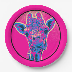 Assiettes En Carton Drôle Giraffe Sticking out son langue
