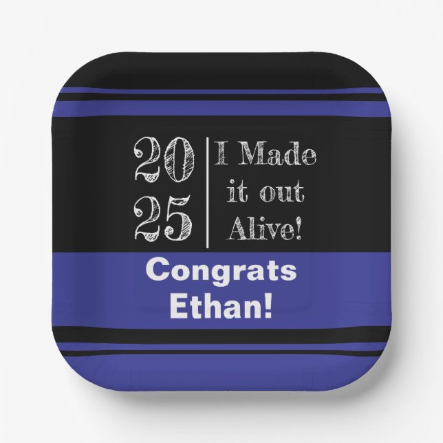 Assiettes En Carton Drôle Graduation 2025 (Recto)