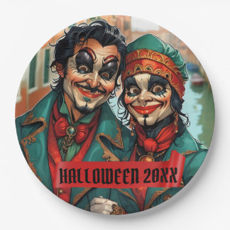 Assiettes En Carton Drôle Halloween maquillage Couple caricature face