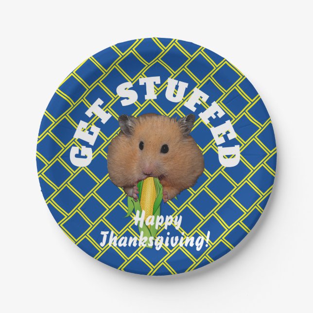Assiettes En Carton Drôle Hamster Thanksgiving Papier Plaque (Devant)
