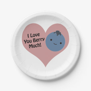 Assiettes En Carton Drôle Je T'Aime Berry Beaucoup mignon Kawaii Blue