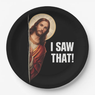 Assiettes En Carton Drôle Jésus "Je l'ai vu" design de meme chrétien