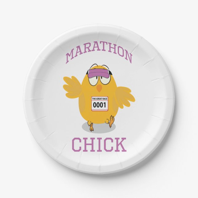 Assiettes En Carton Drôle Marathon Chick (Devant)