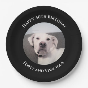 Assiettes En Carton Drôle mignon Grumpy Chien blanc 40e anniversaire N