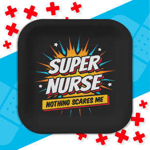 Assiettes En Carton Drôle mignon Sarcastique Superhero Infirmière Appr