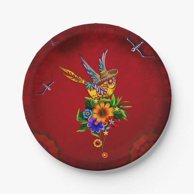 Assiettes En Carton Drôle oiseau crânien (Devant)