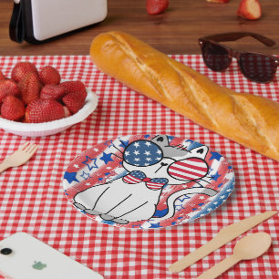 Assiettes En Carton Drôle Patriotique Plaque de papier de chat