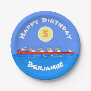 Assiettes En Carton Drôle pélicans rameurs dessin animé