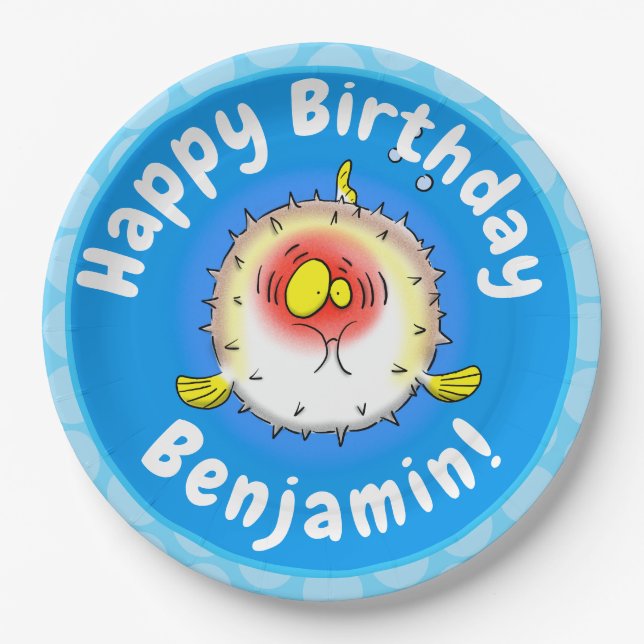 Assiettes En Carton Drôle poisson poivron porc-épic caricature poisson (Devant)