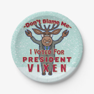 Assiettes En Carton Drôle Président de Noël Vixen Reindeer Politique