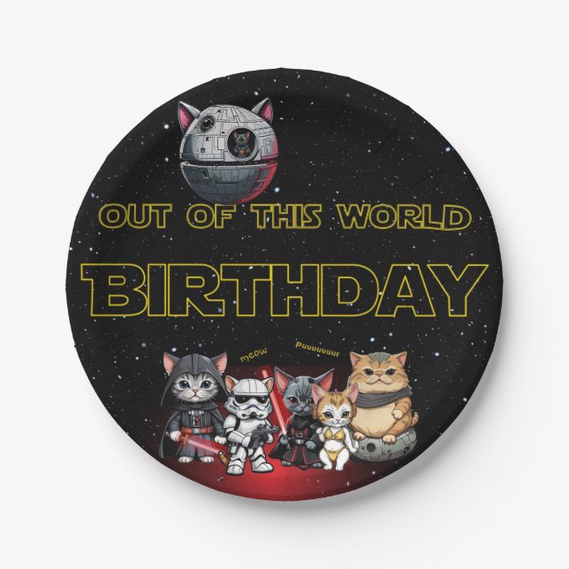 Assiettes En Carton Drôle Science Fiction Kitty Chat Invitation person (Devant)