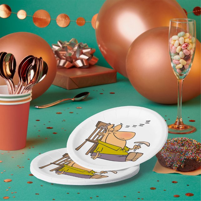 Assiettes En Carton Drôle Sleepy Man Napping avec Sandwich (Créateur téléchargé)