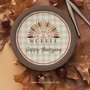 Assiettes En Carton Drôle Thanksgiving Plaid Gobble Til You Wobble
