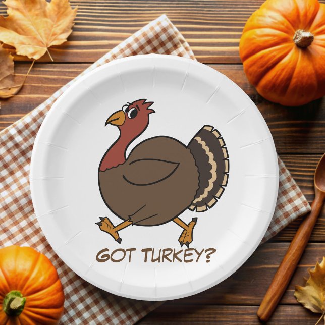 Assiettes En Carton Drôle Thanksgiving Turquie Plaques de papier (Got Turkey? Fun paper plates for your Thanksgiving celebration)