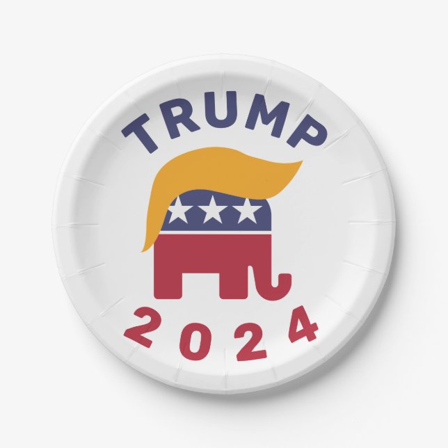 Assiettes En Carton Drôle trump cheveux Plaque de papier (Devant)