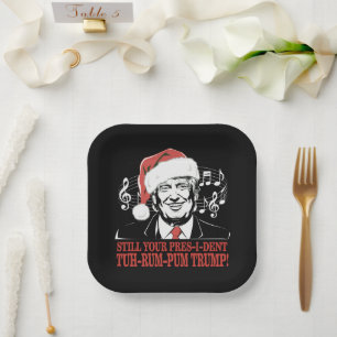 Assiettes En Carton Drôles de Noël Président Trump Pyjama laid de Noël