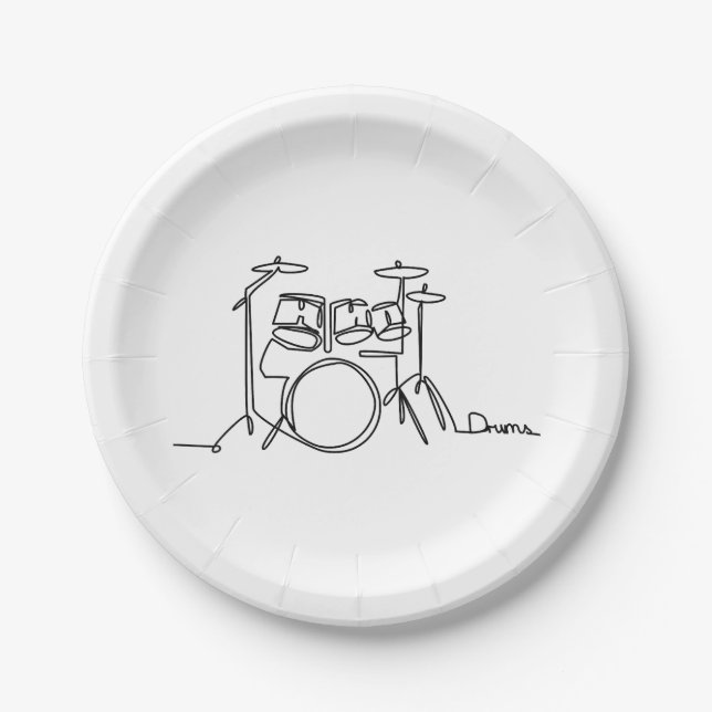 Assiettes En Carton Drummer Music Design Drums One-Line (Devant)