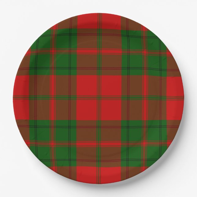 Assiettes En Carton Drummond tartan rouge vert plaid (Devant)
