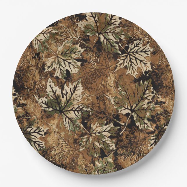 Assiettes En Carton Dry Leaves Camo for Hunters (Devant)