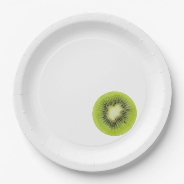 Assiettes En Carton Du kiwi frais. Closeuse à tranche ronde isolée (Devant)
