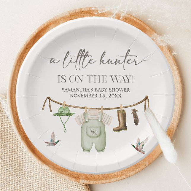 Assiettes En Carton Duck Hunting Baby Shower (Little Hunter Duck Baby Shower Paper Plate)