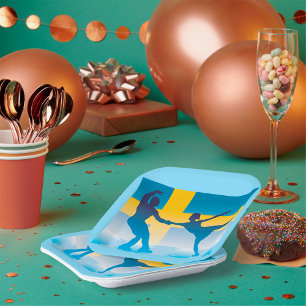 Assiettes En Carton Duo de patinage artistique suédois Silhouette