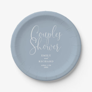 Assiettes En Carton Dusty Blue Elegant Couples Wedding shower nuptiale