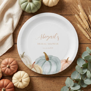Assiettes En Carton Dusty Blue Pumpkin Baby Shower de Mariage