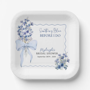 Assiettes En Carton Dusty Blue Ribbon Bow Calla Lily Fête des mariées