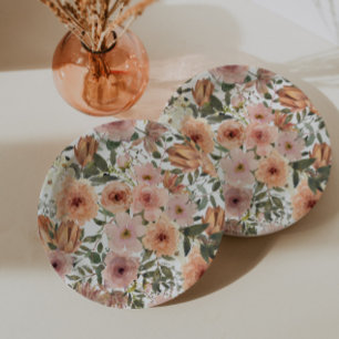 Assiettes En Carton Dusty Rose Terracotta Floral