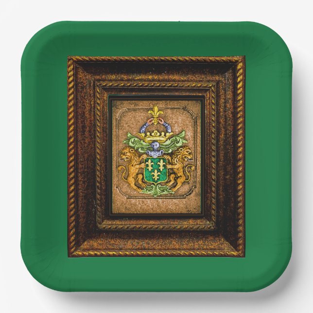 Assiettes En Carton Dutch van Westervelt Repas familial d'armoiries Dî (Recto)