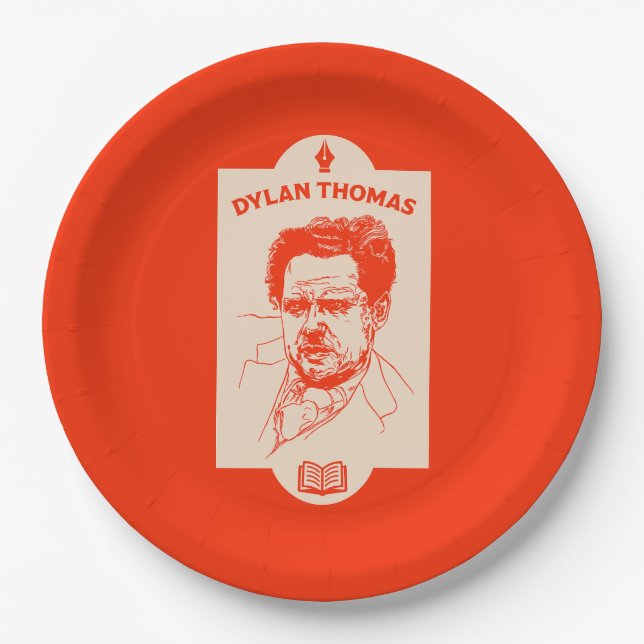 Assiettes En Carton Dylan Thomas Welsh Poet (Devant)