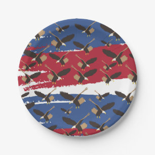 Assiettes En Carton Eagle Bird USA Patriotic American Flag