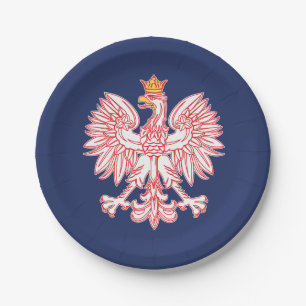 Assiettes En Carton Eagle polonais décrit en rouge