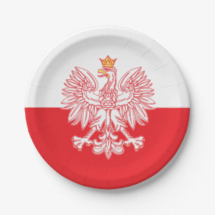 Assiettes En Carton Eagle polonais décrit en rouge