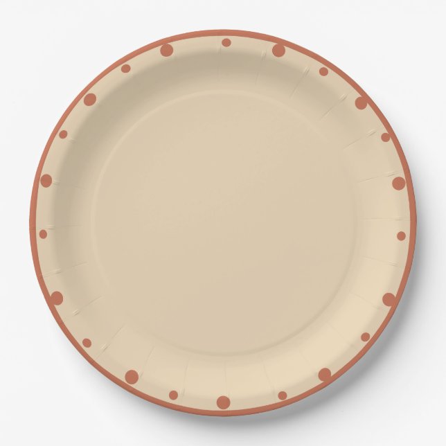 Assiettes En Carton Earth Tones Sand Terra Cotta Polka Dots  (Devant)