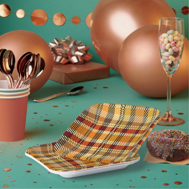 Assiettes En Carton Earthtone Plaid Paper Party Plates (Multi)